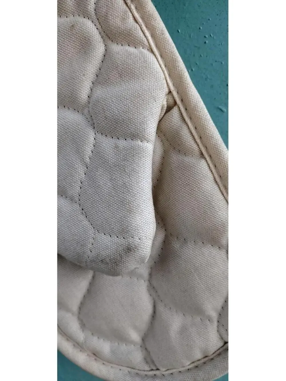 Vintage 1980s Oven Mitten Mushrooms Embroidered Brown & Cream Cotton Ring Wood